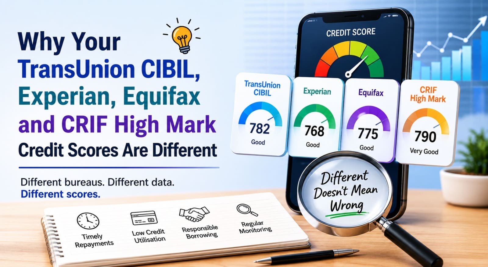 Why Your TransUnion CIBIL, Experian, Equifax, and CRIF High Mark Credit Scores Are Different